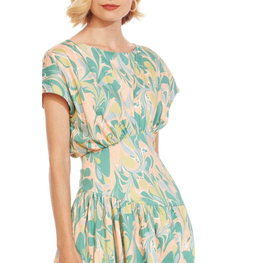 Eva Franco Cap Sleeve Knit Colorful Marble Summer Mini Dress - Picture 2 of 5